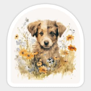 Paw and Flowers Sticker